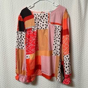 long sleeve multi print blouse